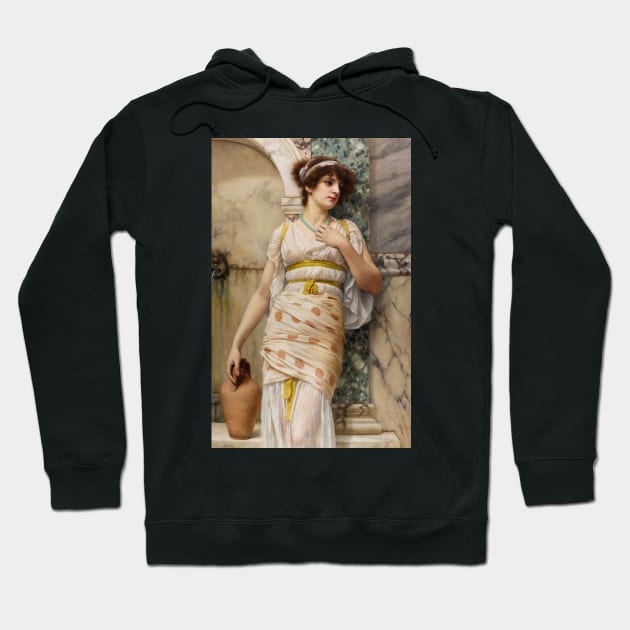 At the Fountain by John William Godward Hoodie by Classic Art Stall